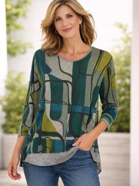 Jess and Jane Abstract Patterned Women's Top